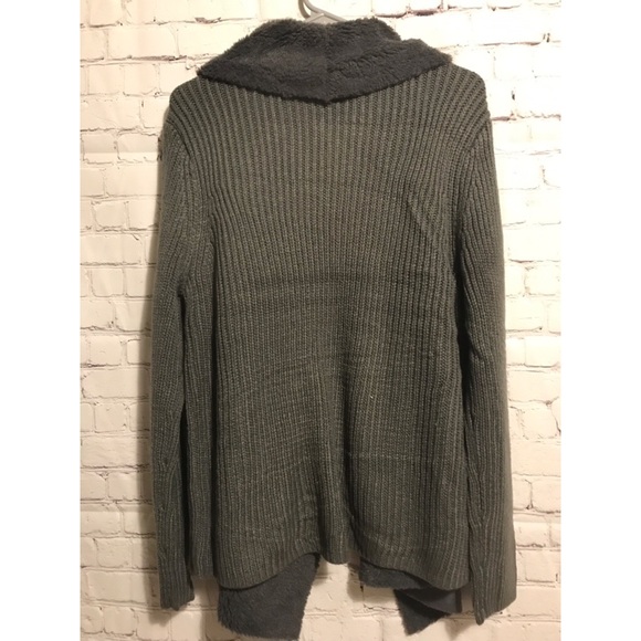 Sherpa draped soft and fuzz knit open front jacket - Picture 4 of 7